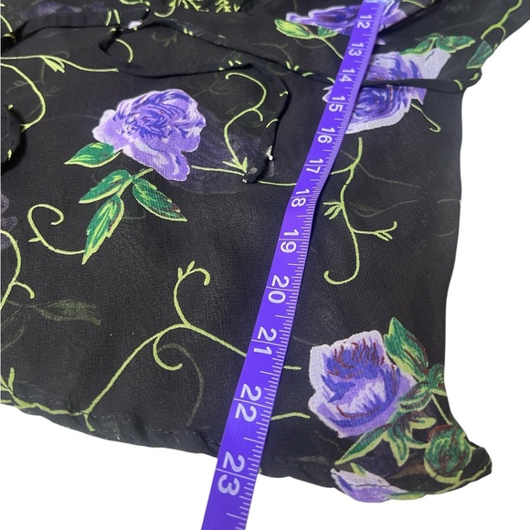 Vintage Y2K Millennium Whimsigoth Fairycore Sheer Floral Purple Bell Sleeve Top - Picture 10 of 12
